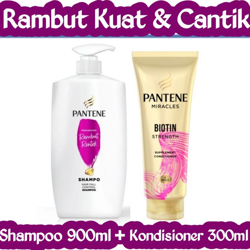 Jual Shampoo Pantene Anti Hair Fall 900ml + Conditioner. Rambut Rusak ...