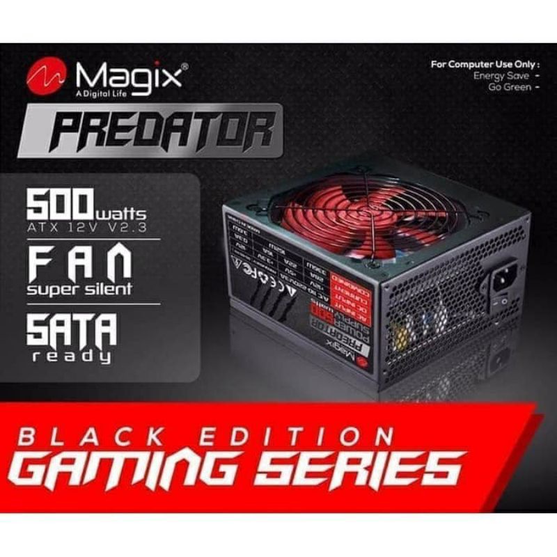 Jual POWER SUPPLY PC 500 WATT MAGIX PREDATOR - BIONIC PSU 500WATT ...