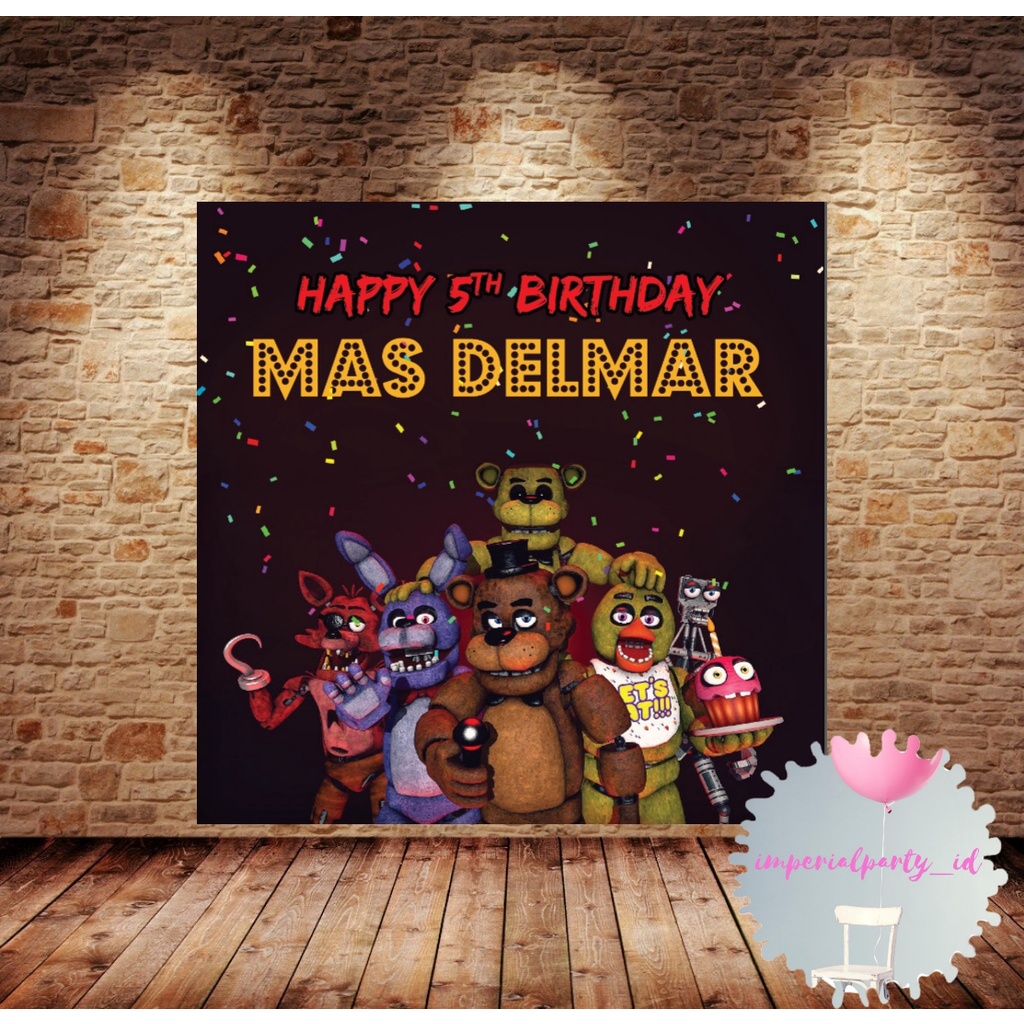 Jual Custom Happy Birthday Backdrop Banner Spanduk Ultah Five Nights at ...