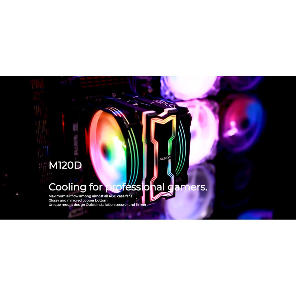 Jual Cpu Cooler Gaming Alseye 4 Heat Pipe RGB MAX M120D - Fan Processor ...