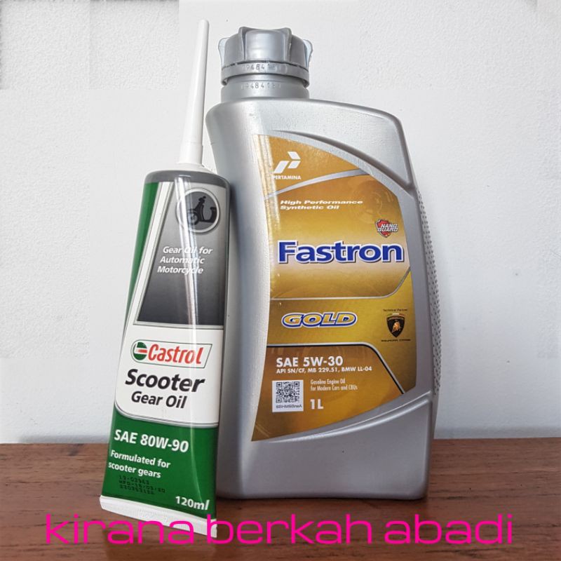 Jual Fastron gold 5w30 1 liter + oli gear castrol 80w90 120 ml | Shopee ...