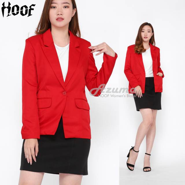 Jual Blazer Wanita Azzuma Red Jas Kerja Cewek Merah Formal Resmi