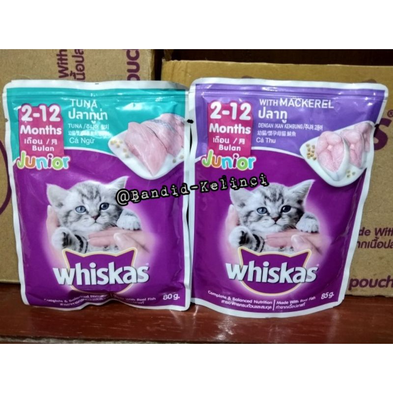 Jual WHISKAS JUNIOR POUCH 80gr / Makanan basah untuk kucing usia anakan