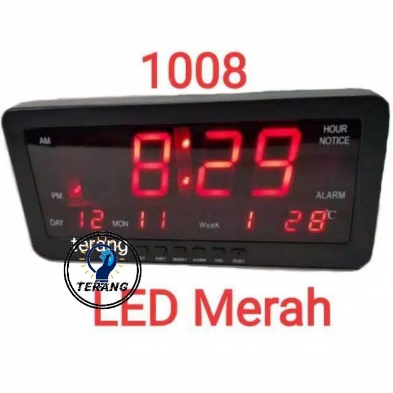 Jual Jam Meja LED Digital 1008 Merah Jam Dinding LED Digital Clock Red Shopee Indonesia