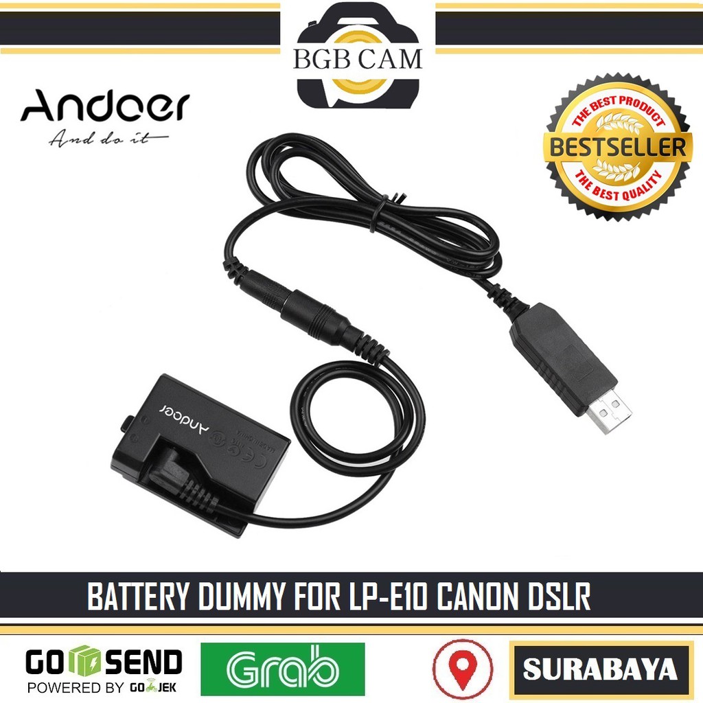 Jual Battery Dummy For Canon LPE10 Baterai 1100D 1200D 1300D 1500D