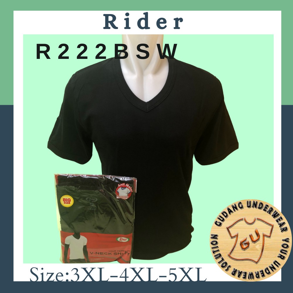 Jual KAOS OBLONG PRIA RIDER V-Neck BIG SIZE R 222 Hitam ISI-1 | Shopee ...