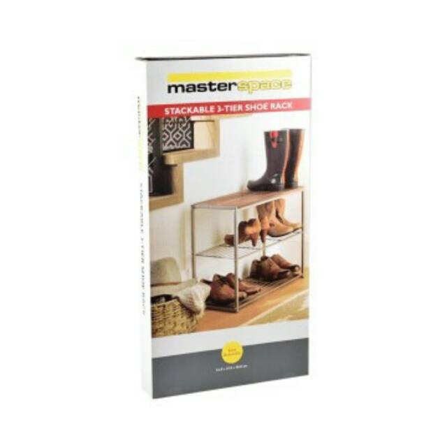 Jual Masterspace Rak Sepatu Besi Kayu 3 Tingkat Cokelat | Shopee Indonesia
