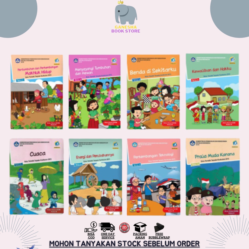 Jual Buku Paket SD Kelas 3 Tematik BSE K13 Edisi Revisi 2017 Tema 1-8 ...