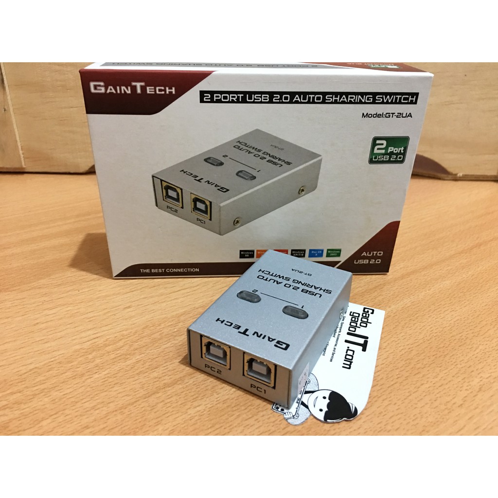 Jual GAINTECH USB Sharing Switch 2 Port USB 2.0 Auto Switch Printer
