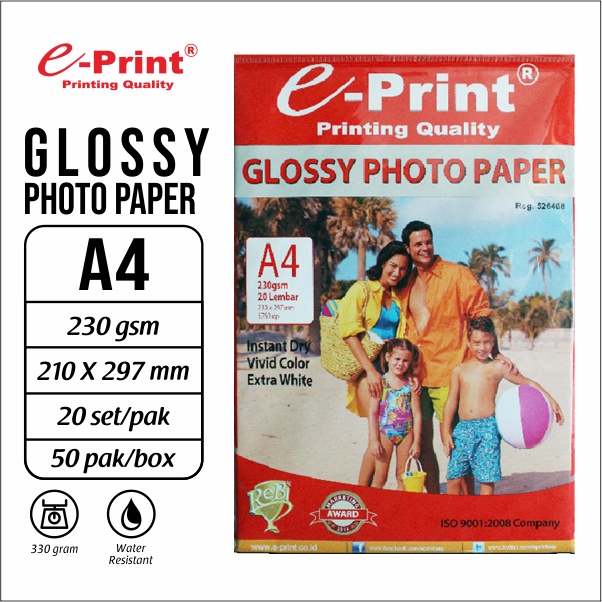 Jual Kertas Foto E-Print Glossy Photo Paper A4 230 Gsm | Shopee Indonesia