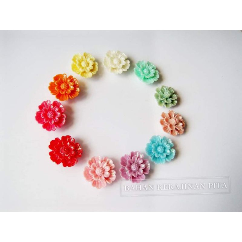 Jual Resin bunga peony gliter 18mm manik monte | Shopee Indonesia