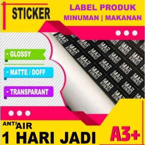 Jual Cetak Stiker / Sticker Label A3 A3+ bahan Vynil anti air | Shopee ...