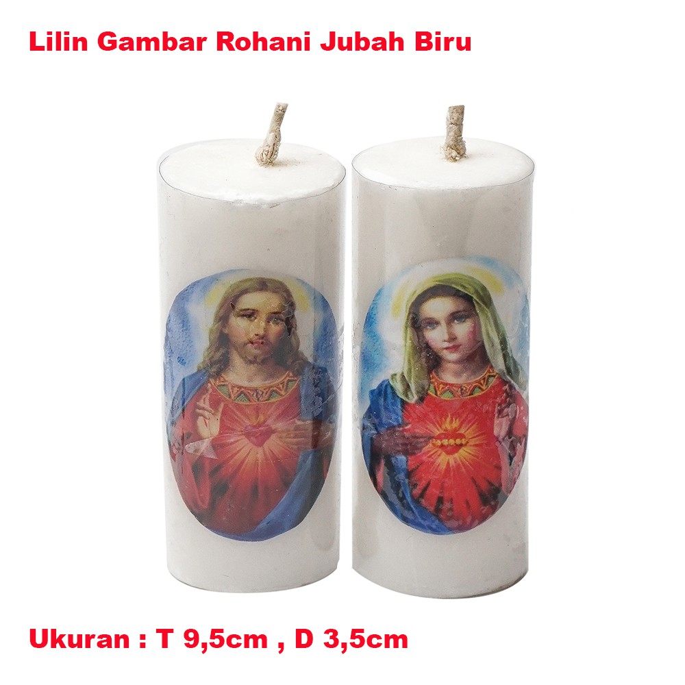 Lilin Doa Misa Altar Gereja Lilin Paskah Gambar Rohani Jubah Biru