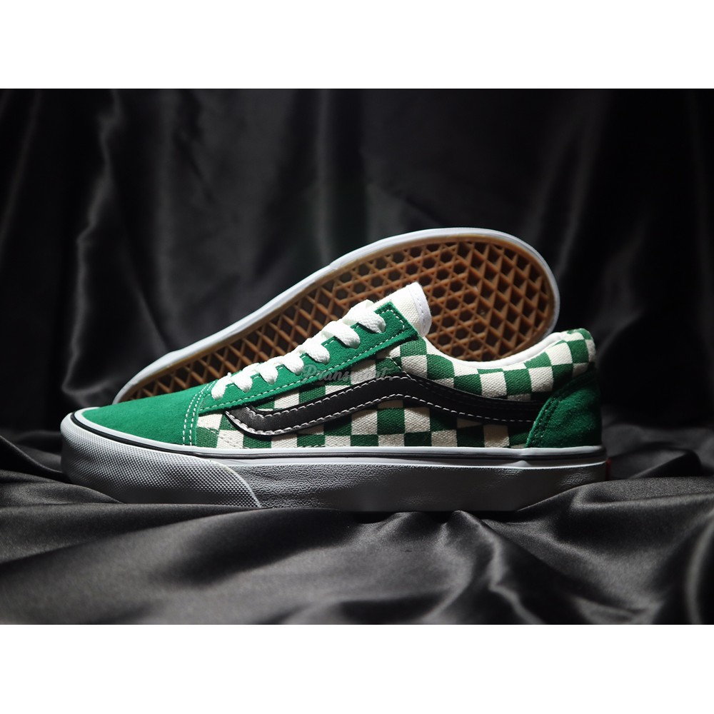 Vans old hotsell skool green checkerboard