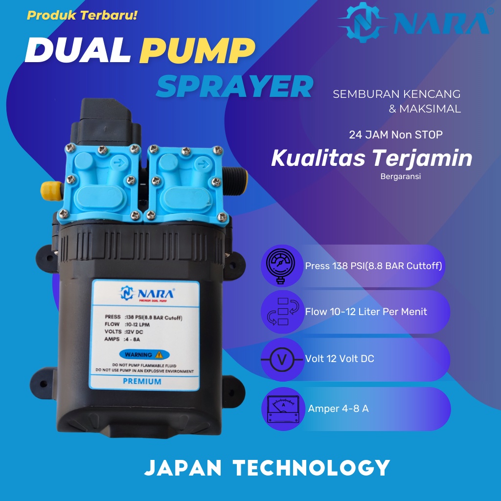 Jual Pompa DC Dinamo Double Dual Pump NARA 12V 8A Socket Drat Shopee