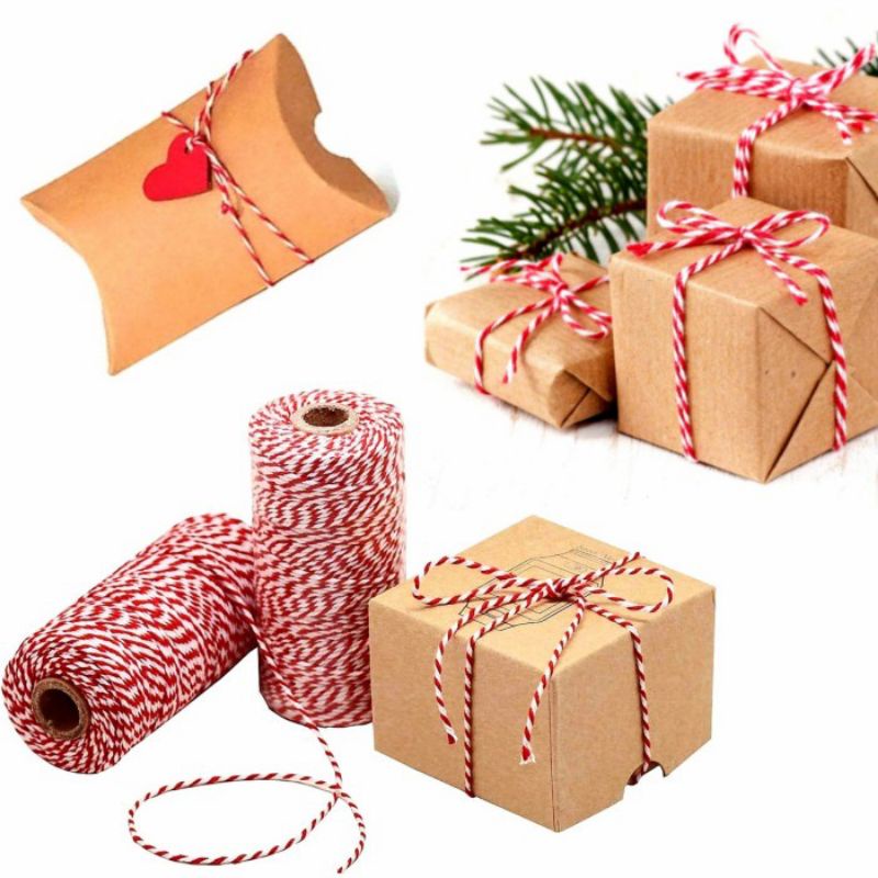 Jual 10 Meter Tali Katun Bakers Twine Tag Hamper Natal Merah Putih Per ...