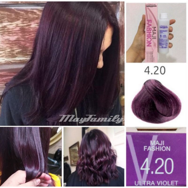 Jual cat rambut loreal majifhasion 4.20 ultra violet + oxidant | Shopee ...