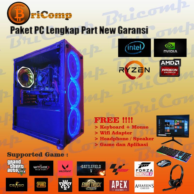 Jual PC Gaming Murah Core I5 3470 GT 1030 Plus Monitor 19 Inch Shopee