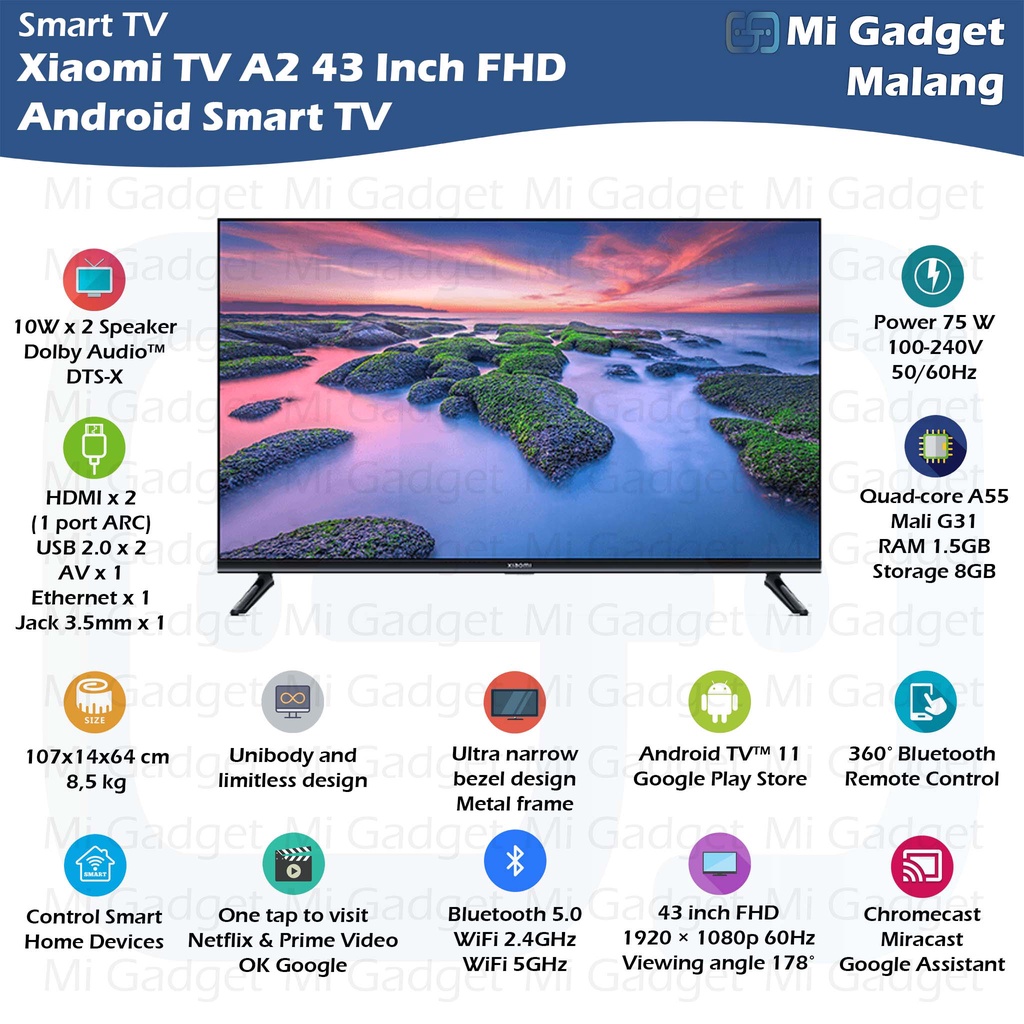 Jual LED TV Xiaomi Mi TV A2 A 2 43 Inch FHD Android Smart TV DVBT2 ...