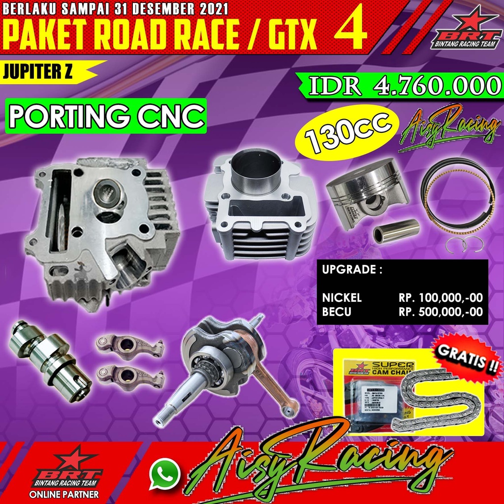 Jual PAKET BRT ROAD RACE GTX 4 / 5 BRT 130CC JUPITER Z NEW VEGA Head ...