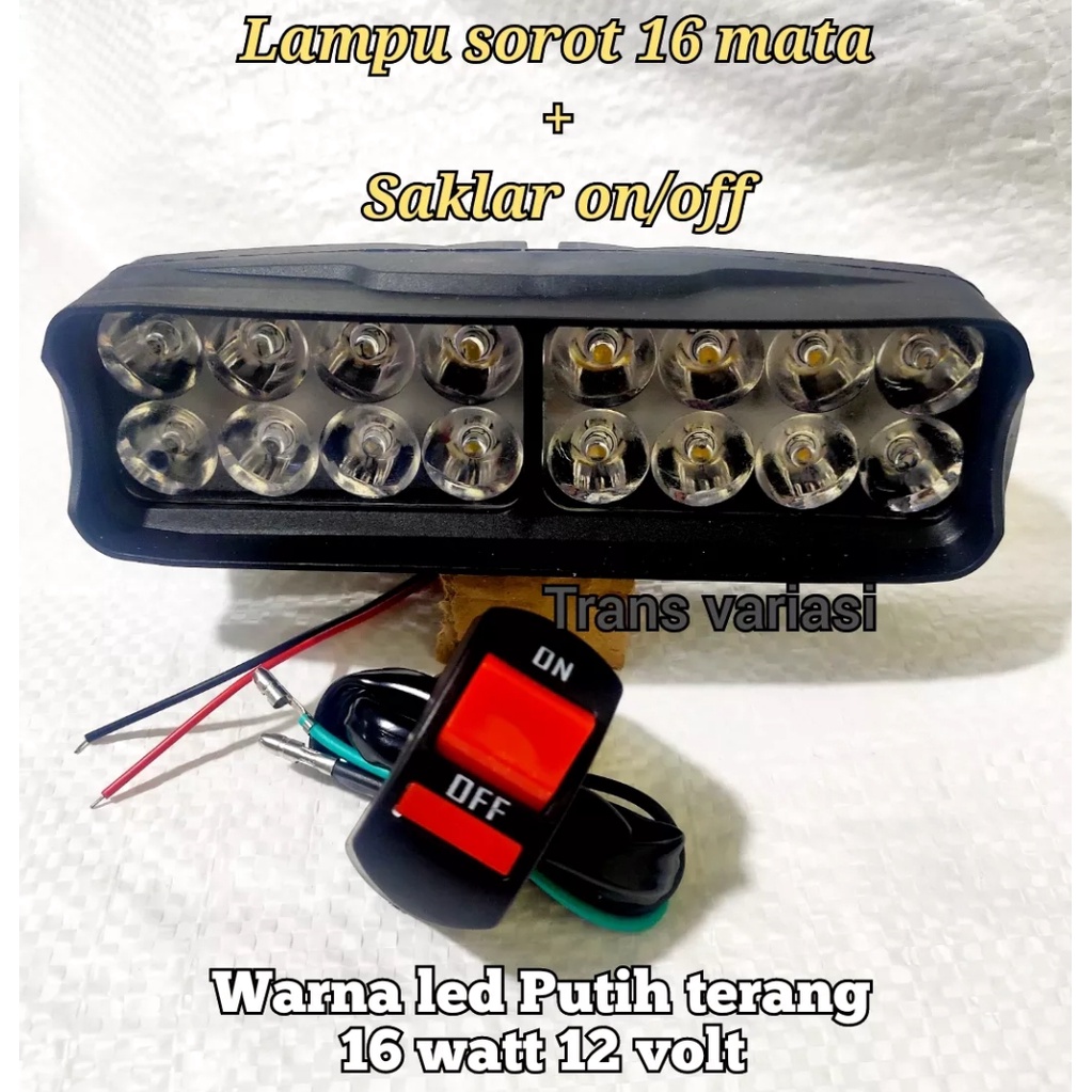 Jual PROMO Paket Lampu Putih Lampu Led 16 Mata Plus Saklar On Off/led ...