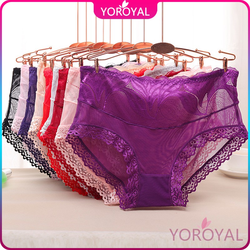 Jual YOROYAL Celana dalam wanita berpinggang tengah renda CD Seksi