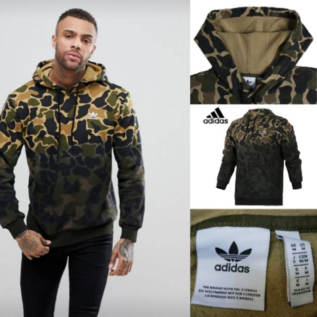 Original Adidas Camo Jacket Hoodie Green Army