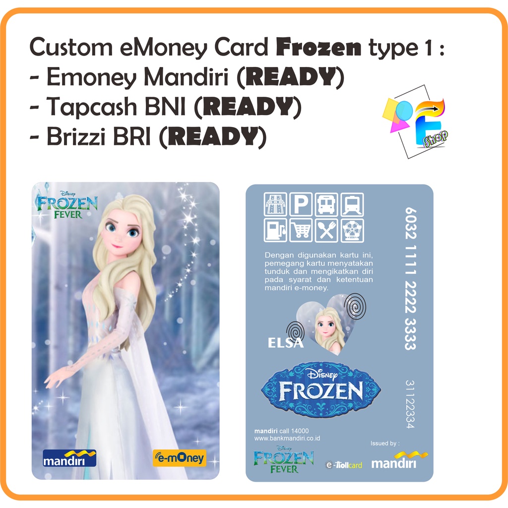 Jual Kartu eMoney eToll Tapcash BRIZZI edisi Disney Frozen - Custom ...