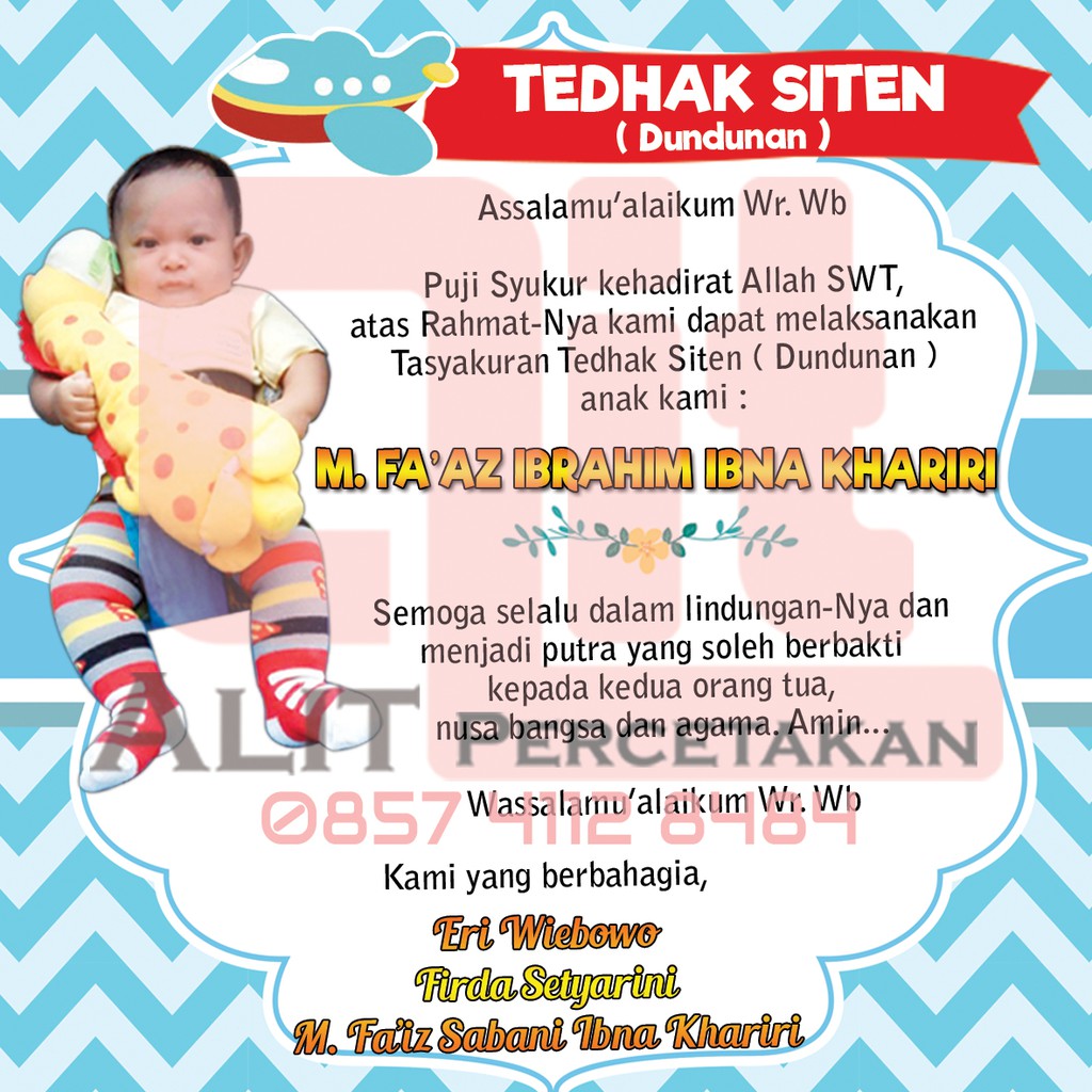 Jual STICKER TASYAKURAN TEDHAK SITI/ TEDHAK SITEN/ DUNDUNAN ANAK ...