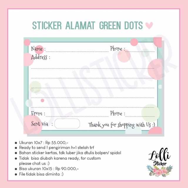 Jual Sticker pengiriman / label alamat green dots | Shopee Indonesia