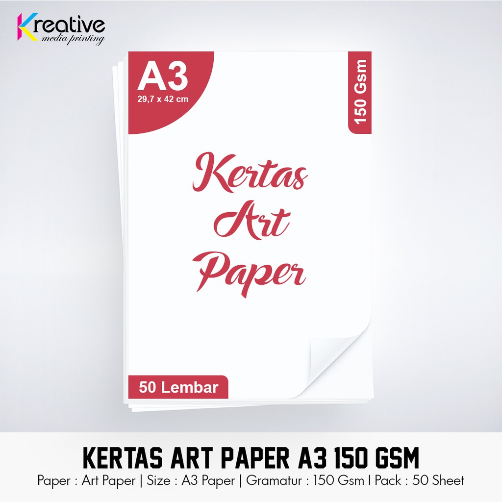 Jual Kertas ART PAPER (A3 / 150 gsm / 1 pack = 50 lbr) Shopee Indonesia