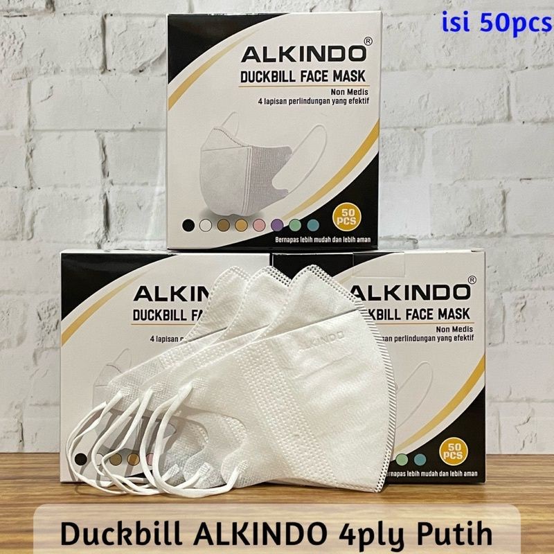 Jual MASKER DUCKBILL ALKINDO 4PLY PUTIH ISI 50PCS | Shopee Indonesia