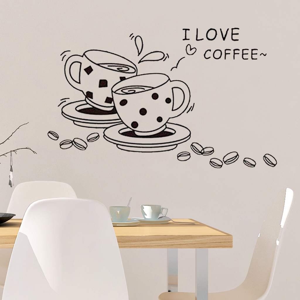 Jual Stiker Dinding Kopi Dekorasi Kafe I love Coffee Wall Quote Decals ...