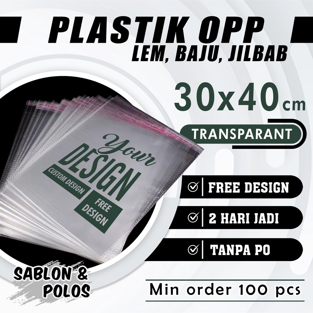 Jual Sablon Plastik Opp 30x40 Custom Baju Hoodie Gamis Cetak Transparant Bening Kaca Seal Lem 3464