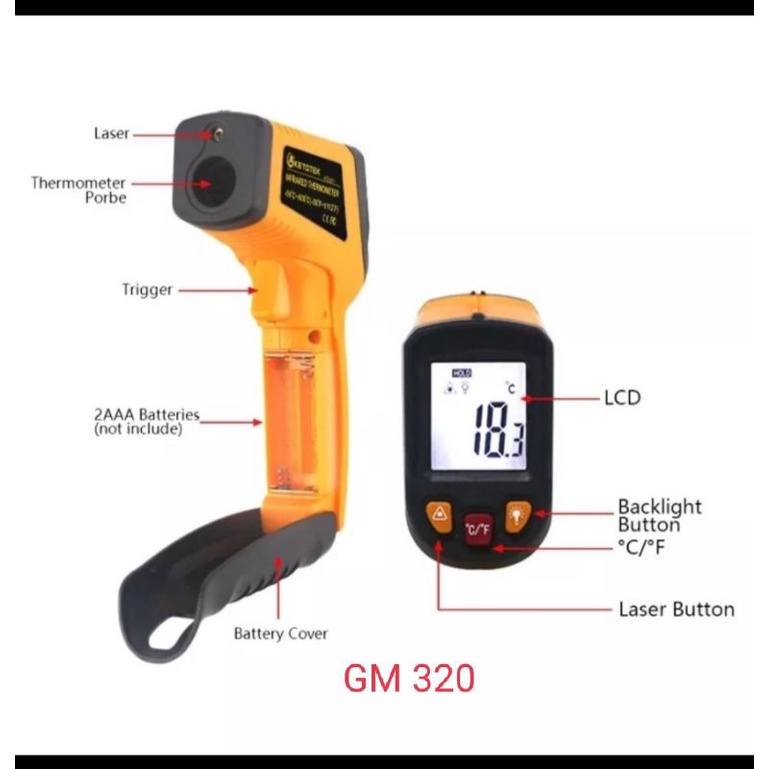 Jual thermometer infrared laser digital termometer IR laser Thermo gun ...