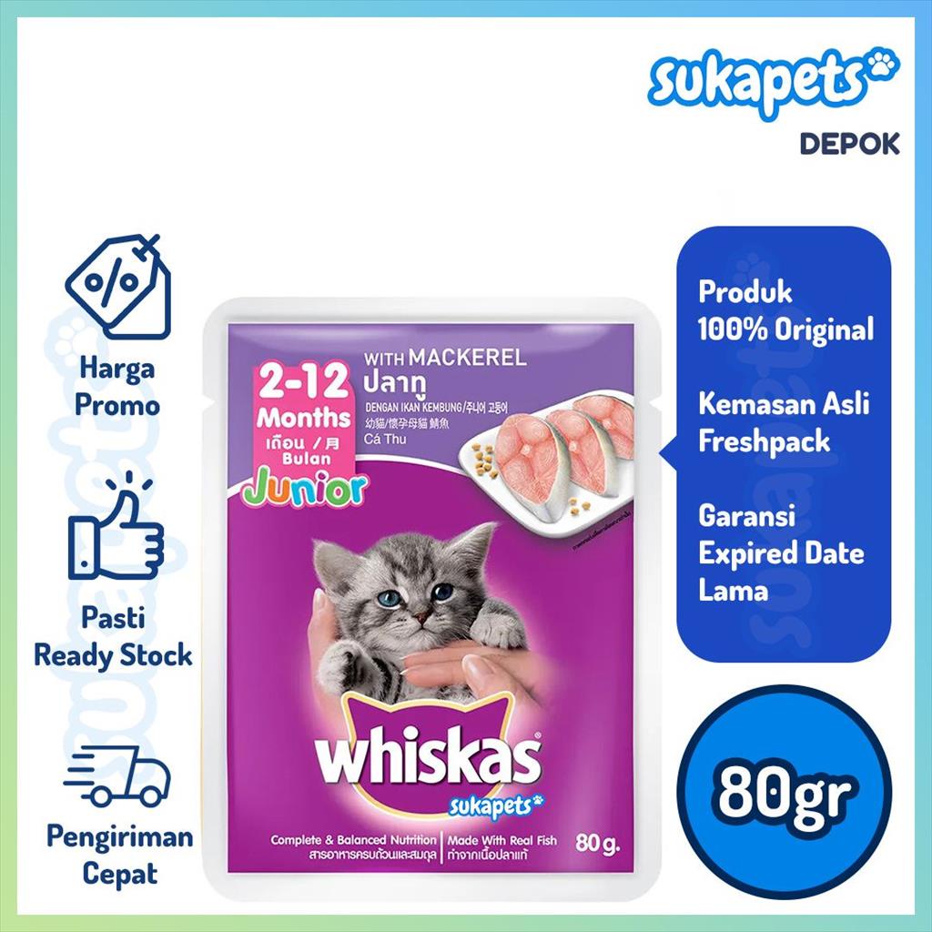 Jual Whiskas Kitten Junior Cat Mackerel Makanan Kucing Basah Pouch 85gr Shopee Indonesia