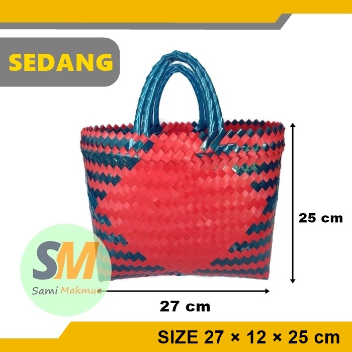 Jual Tas Anyaman Plastik Ukuran Sedang Kaca Tas Keranjang Belanja Pasar Tas Anyam Jinjing 5052