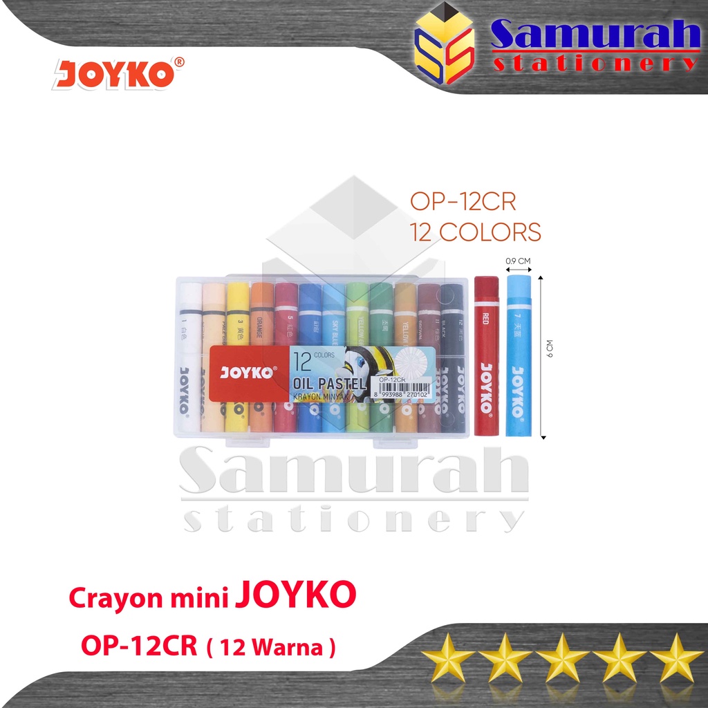 Jual Crayon Joyko OP12 Mini / Krayon Minyak isi 12 Warna Pendek Kecil / Oil Pastel OP 12 Small