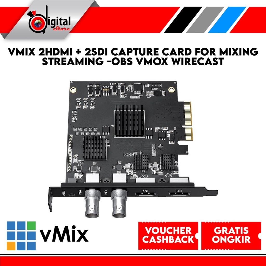 Jual VMIX 2HDMI + 2SDI Capture Card for Mixing Streaming OBS VMOX