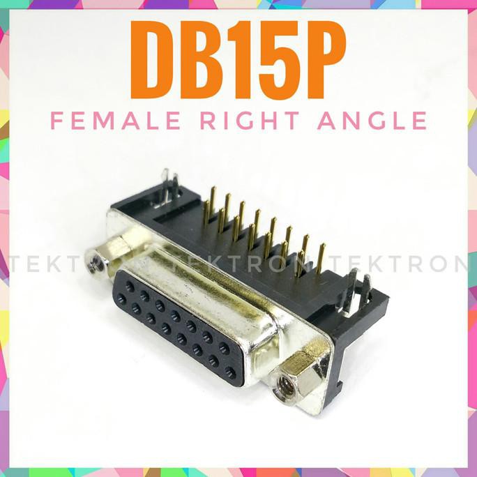 Jual DB15 Female gold pin Right Angle PCB L 15pin 15p tektron22 Ayo ...
