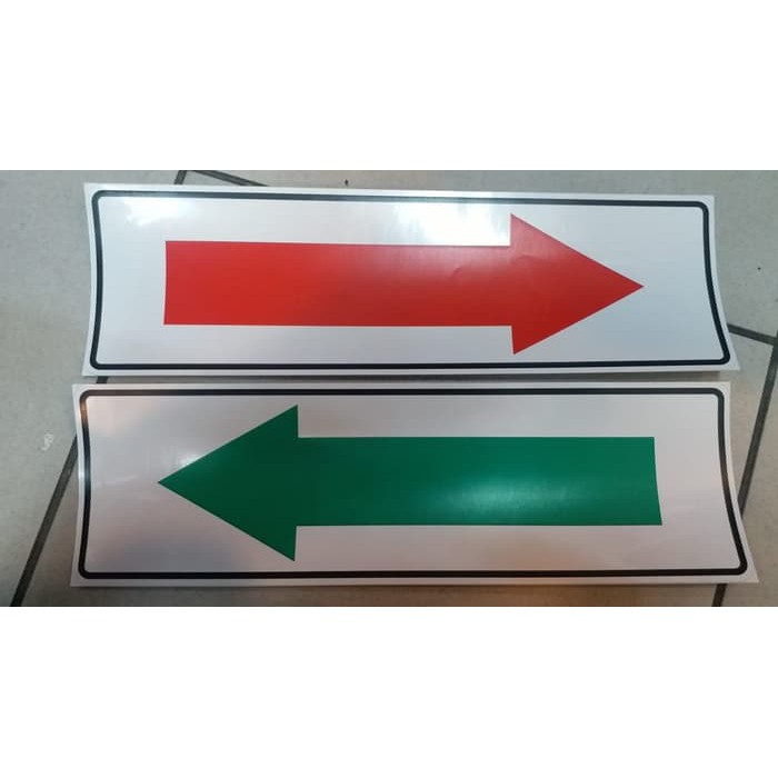 Jual SIGN LABEL STICKER PENUNJUK ARAH MERAH HIJAU DIM 30X10CM | Shopee ...