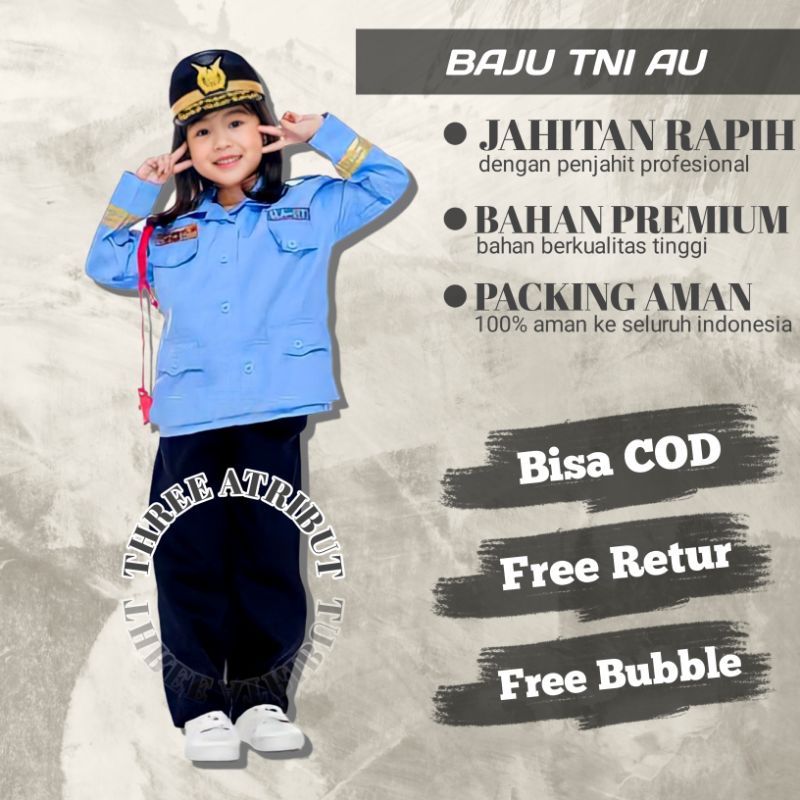 Jual Baju PDU TNI AU Anak Perempuan Laki Laki Seragam Profesi Anak Baju