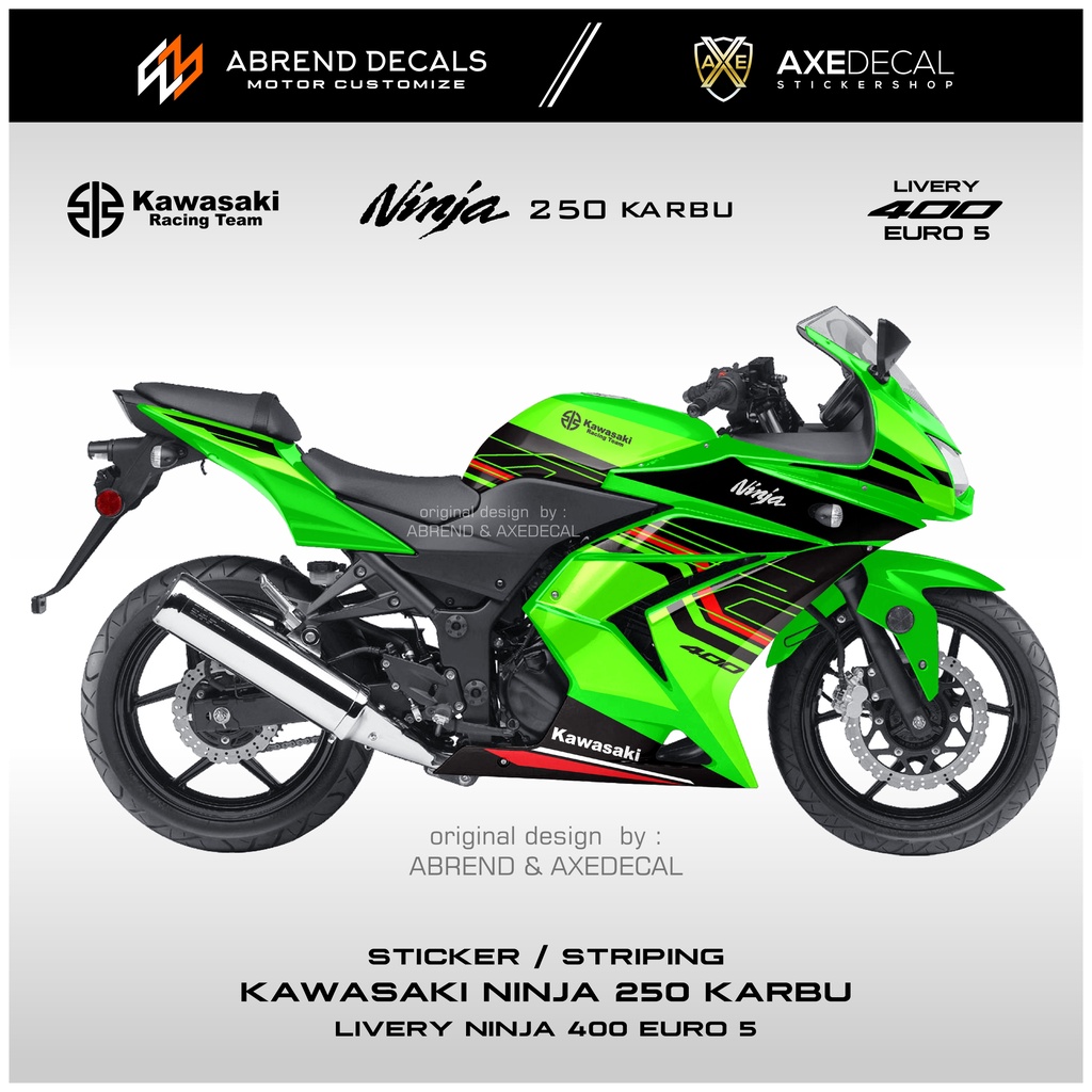 Jual Striping Ninja 250 Karbu Livery Ninja 400 Euro 5 / Stiker Motor
