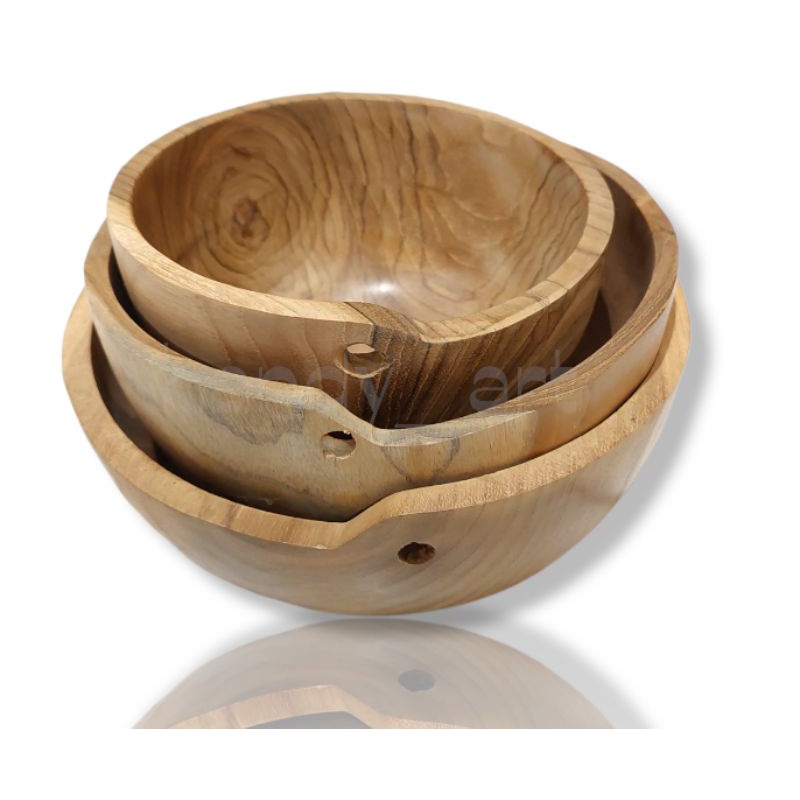 Jual Mangkok Kayu Jati Dengan Lubang Sumpit Sumpit Teak Wood Bowl With Chopstick Hole 8670