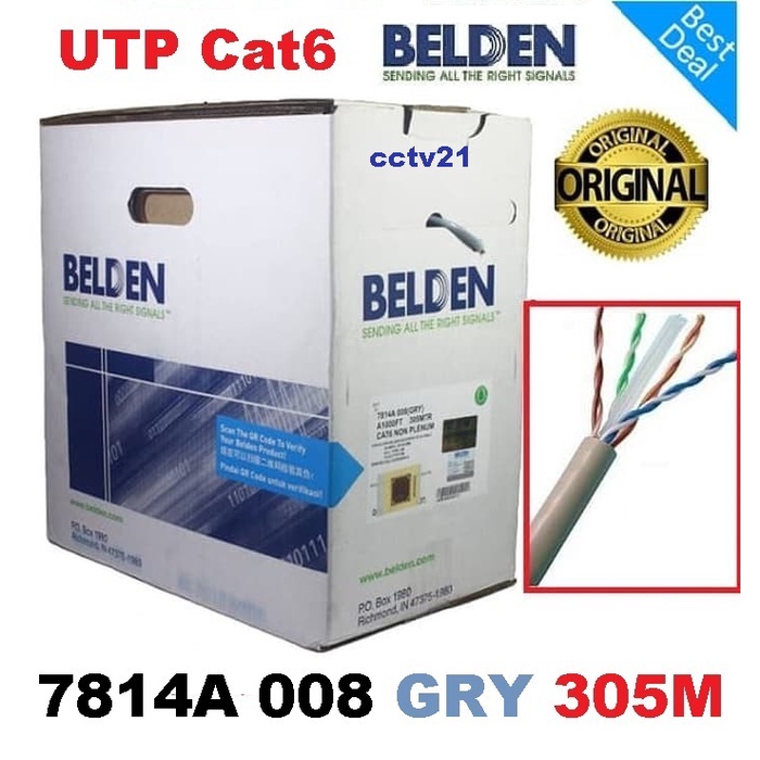 Jual CAT6E Cable Lan UTP ORI BELDEN USA Cat6 305M Ethernet Cabless ...