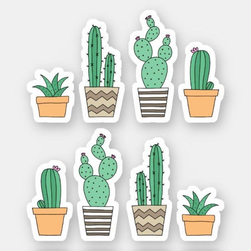 Jual Sticker Decorative Cactus Stiker Kaktus Lucu Sticker Desain