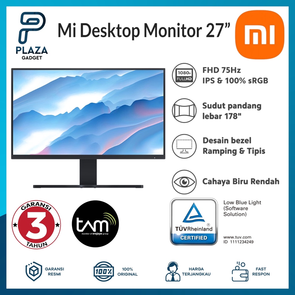 Jual Xiaomi Mi Desktop Monitor 27 inch Layar IPS 1080P Original Garansi ...
