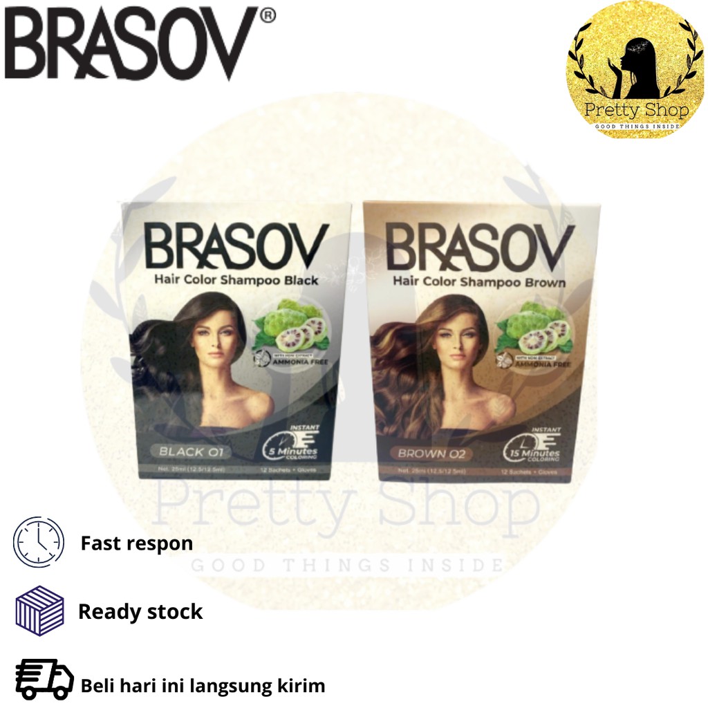 Jual BRASOV HAIR COLOUR SHAMPOO (PEWARNA RAMBUT HITAM DAN COKELAT ...