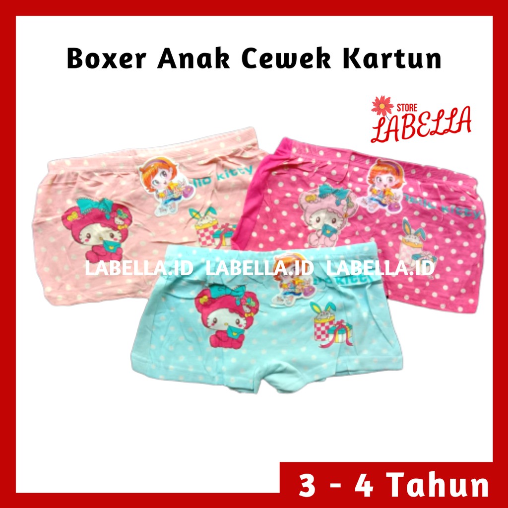 Jual 3 PCS Celana Boxer Anak Balita Cewek 3-4 Tahun Motif Lucu Pony