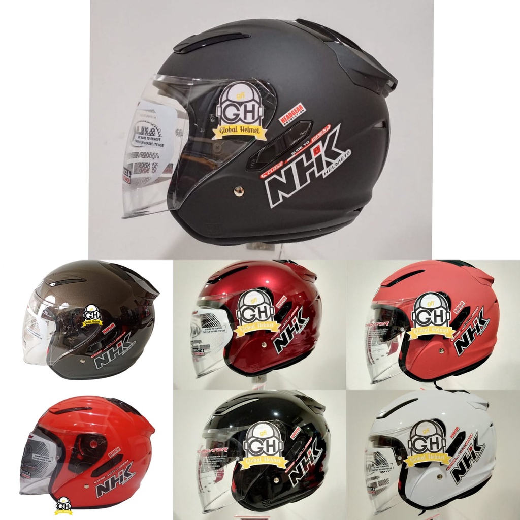 Jual HELM NHK R1 SOLID POLOS WHITE DOUBLE VISOR HALF FACE NHK R1 PUTIH ...